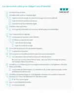 Checklist reprenant les documents nécessaire pour rédiger un acte d'hérédité. Checklist reprenant les documents nécessaire pour rédiger un acte d'hérédité.